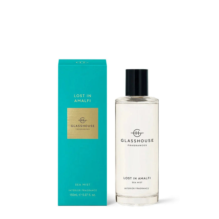a bottle of Sea Mist and a box of Lost in Amalfi Sea Mist Fragrance.
