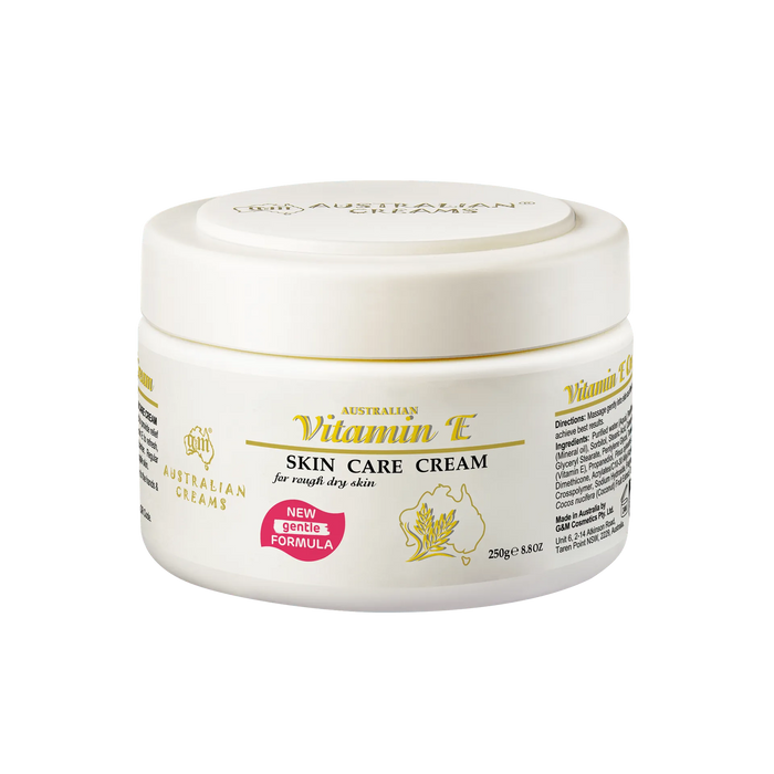 a jar of Vitamin E Skin Care Cream, a product from Australian Cream.