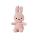 A pink, striped stuffed bunny toy is shown against a white background.