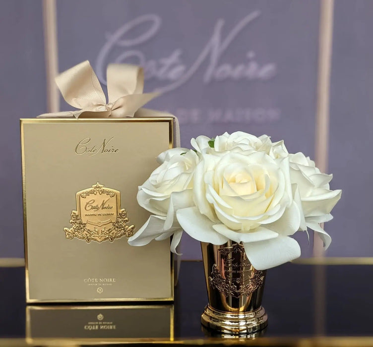 Cote Noire - Seven Rose Bouquet in Champagne - Gold Goblet - SMC05 Cote Noire