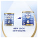 two cans of Aptamil GOLD+ baby formula, with a new recipe highlighted by a blue arrow pointing from the left can to the right can.