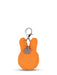 An orange, plush keychain shaped like a bunny with a metal hook attached to it.