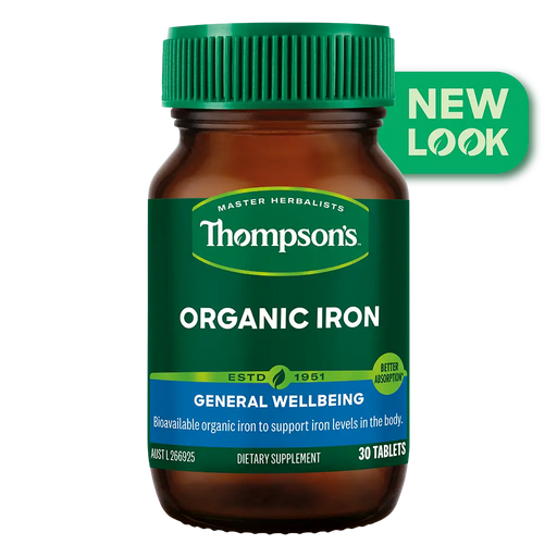 Thompsons Organic Iron 24mg 30 Tablets XDaySale