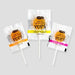 three LESS THAN 500 characters of text, with the focus on the three different flavors of popsicles.