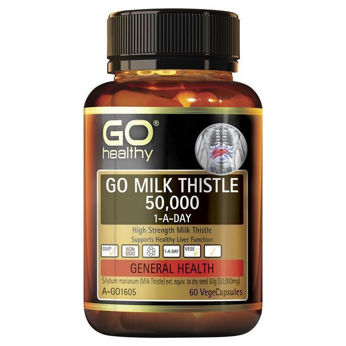 GO Healthy Milk Thistle 50000mg 1-A-Day 60 Vege Capsules EXP:07/2025