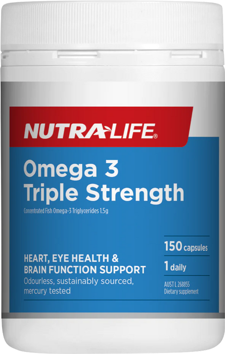 Nutra-Life Triple Strength Omega 3 Odourless Fish Oil 150 Capsules EXP：03/2026