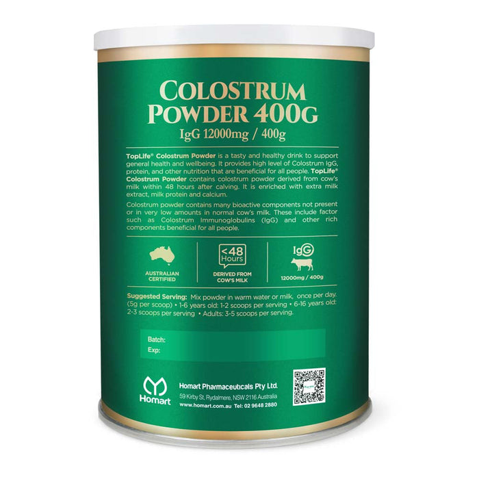 Top Life Colostrum Powder 3%IgG 400g  EXP:04/2025