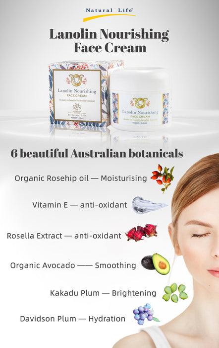 Natural Life™ Lanolin Nourishing Face Cream 100g - Including 6 Australian Botanicals  exp:02/2026