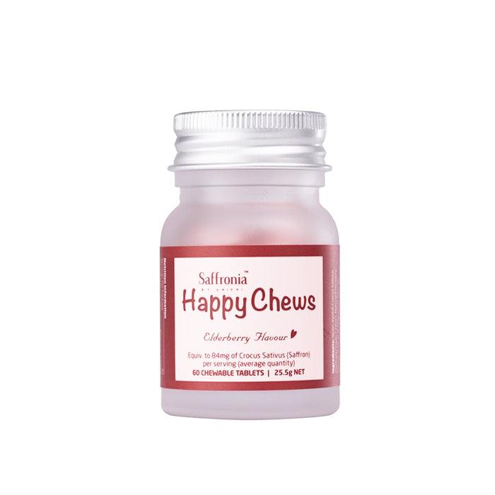Unichi Saffronia Happy Chews Elderberry Flavour 60 Chewable Tablets