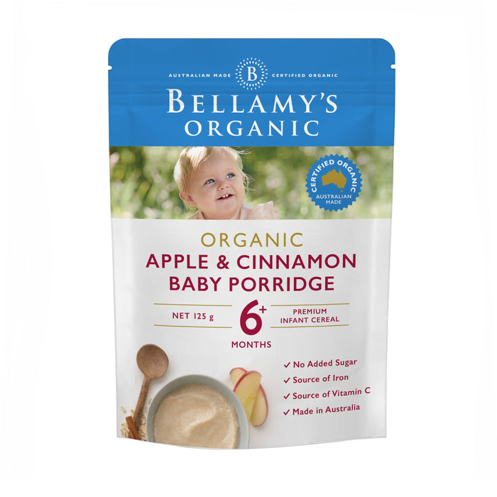 Bellamy's Organic Apple Cinnamon Baby Porridge 6+ Months 125g EXP 09/23