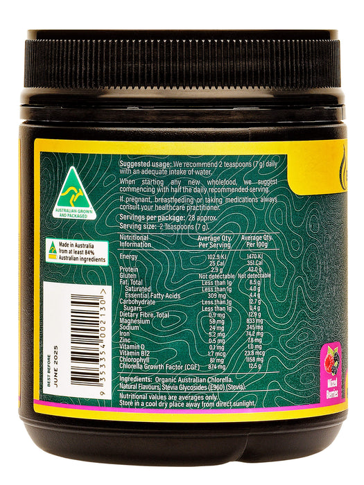 BioGenesis Organic Chlorella Powder - Mixed Berries Flavour 200 grams