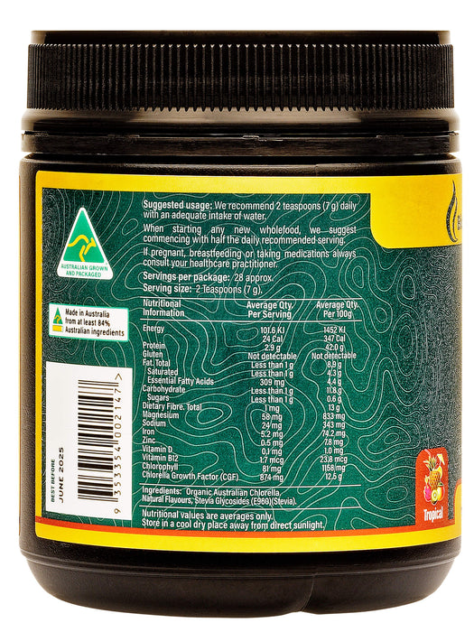 BioGenesis Organic Chlorella Powder - Tropical Fruit Flavour Powder 200 grams
