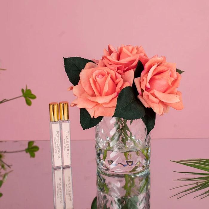 Cote Noire Herringbone Flower - 5 French Roses - Clear - White Peach HCF35