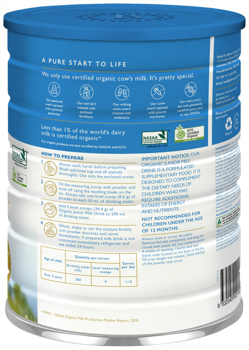 Bellamy's Organic Step 4 Junior Milk Drink 3+ Years 900g