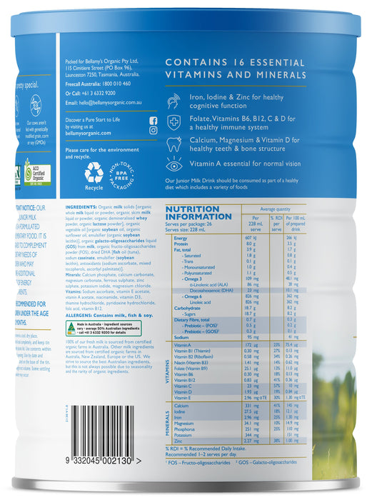 Bellamy's Organic Step 4 Junior Milk Drink 3+ Years 900g