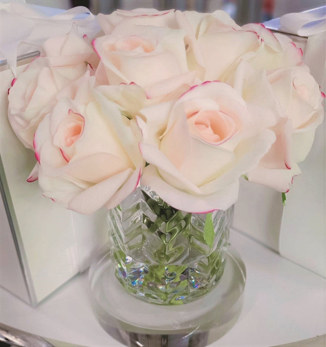 Cote Noire - Herringbone Flower - Rose Buds - Clear - Pink Blush - HCF22