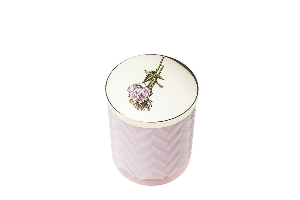 Cote Noire Herringbone Candle With Scarf - Pink - Rose lid - Charente Rose - HCG04