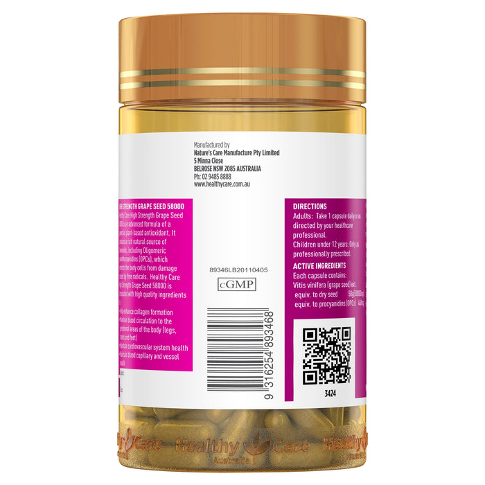 Healthy Care High Strength Grape Seed 58000 200 capsules