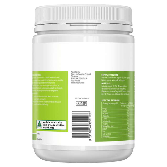 Healthy Care Super Spirulina 1000mg 400 Tablets