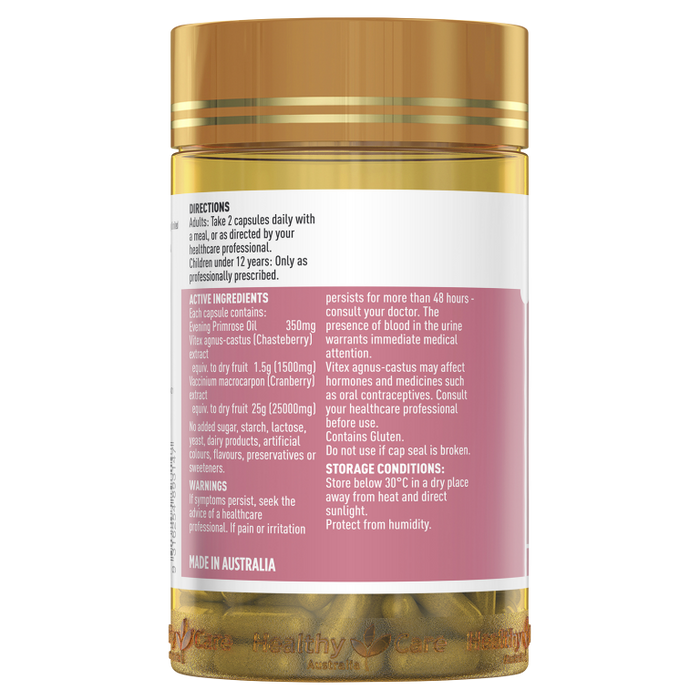 Healthy Care Women’s Evening Primrose Oil + Cranberry + Vitex 90 Capsules 09