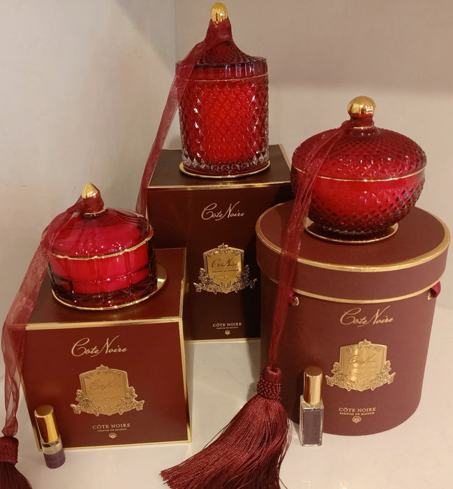 Cote Noire Art Deco Candle - Red & Gold - Rose Oud - GML45017