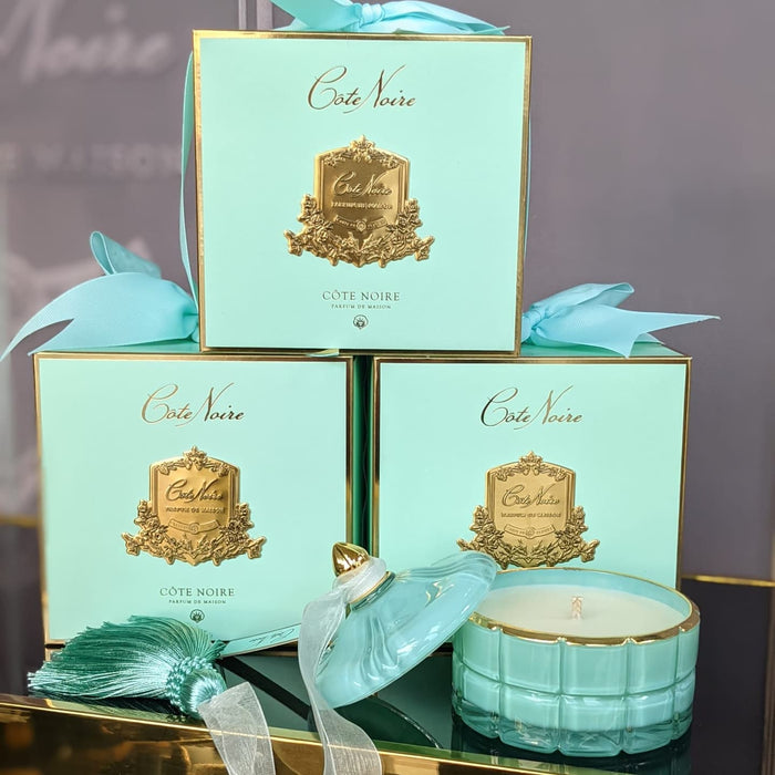 Cote Noire Art Deco Candle - Tiffany Blue & Gold - Persian Lime - GML45001