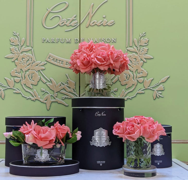 Cote Noire - Herringbone Flower - Rose Buds - Clear - White Peach - HCF25
