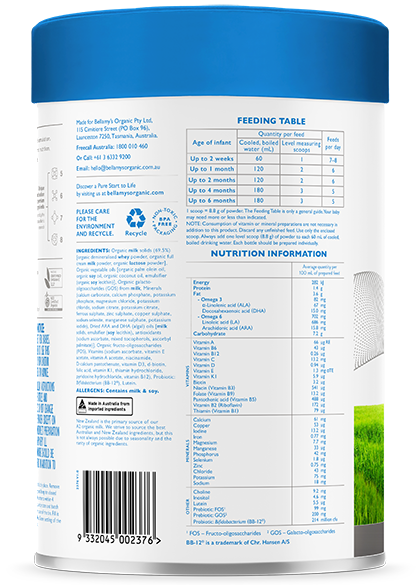 Bellamy’s Organic Beta Genica-8 Step 1 Infant Formula 0 - 6 Months 800g