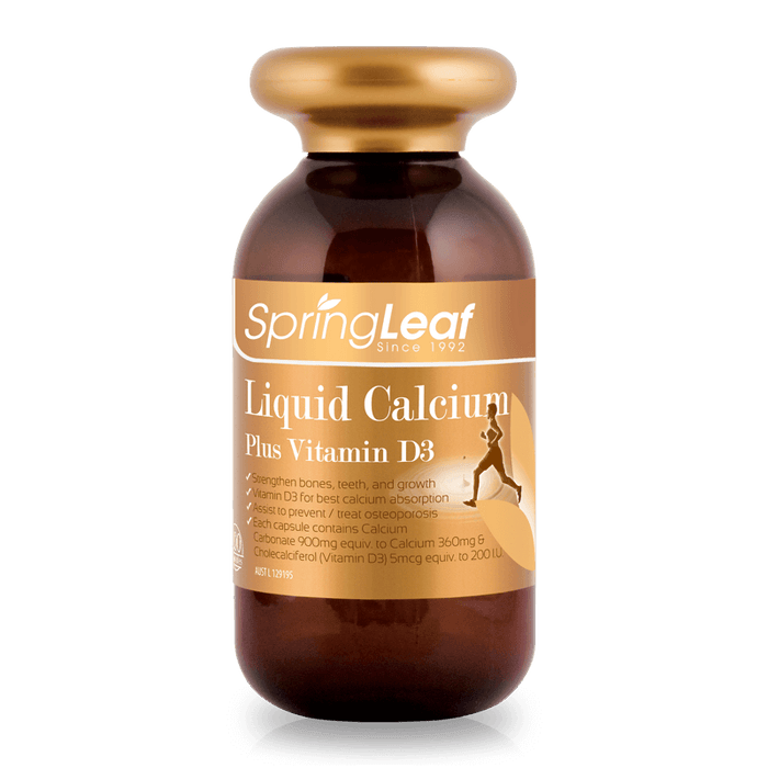 Spring Leaf Liquid Calcium Plus Vitamin D3 200 Capsules  EXP:31/05/2024