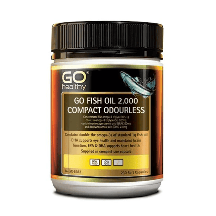 GO Healthy Fish Oil 2000mg Compact Odourless 230 SoftGel Capsules EXP: 01/2026