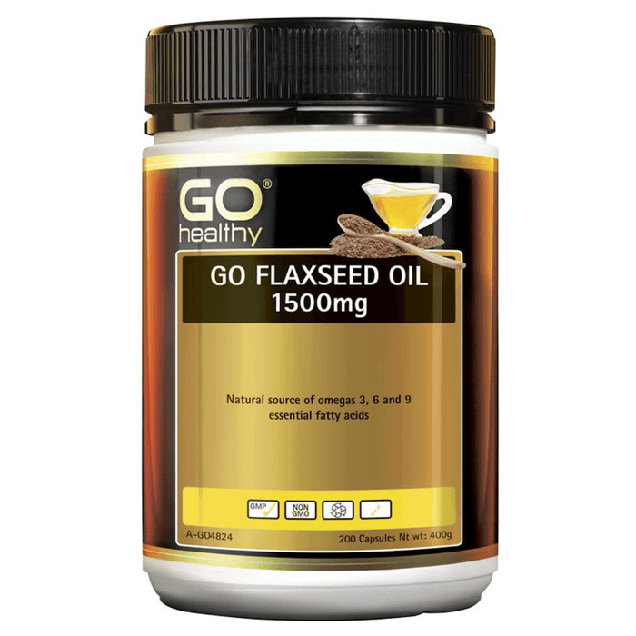 GO Healthy Flaxseed Oil 1500mg 200 Capsules EXP :12/2024