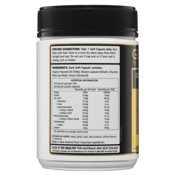 GO Healthy Flaxseed Oil 1500mg 200 Capsules  122024