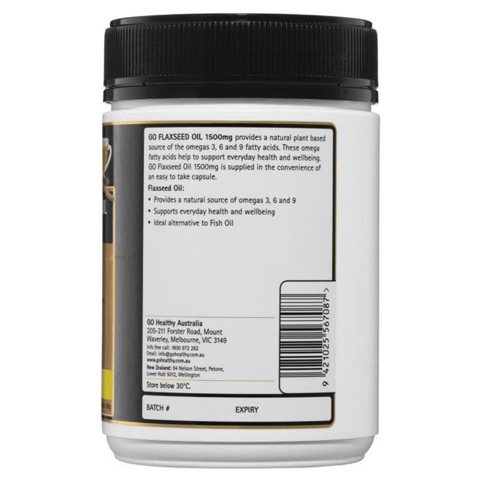 GO Healthy Flaxseed Oil 1500mg 200 Capsules  122024