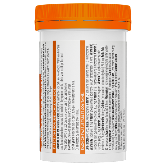 Swisse Ultivite Children's Multivitamin 120 Chewable Tablets Orange Kids Multi