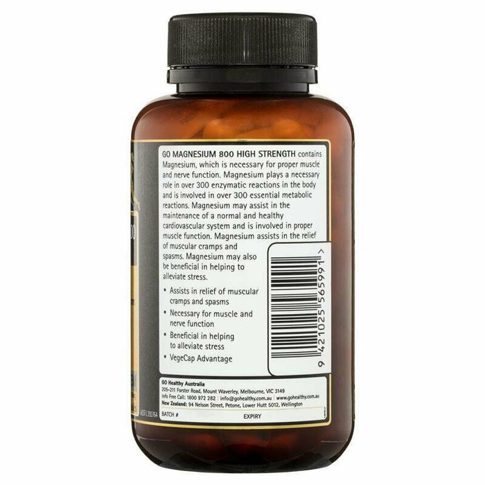 GO Healthy Go Magnesium 800 High Strength 120 Hard Capsules