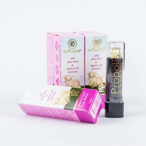Spring Leaf Lanolin Propolis Lip Balm with Aloe Vera & Apricot Oil Extracts 3.5gm  EXP:08/2025