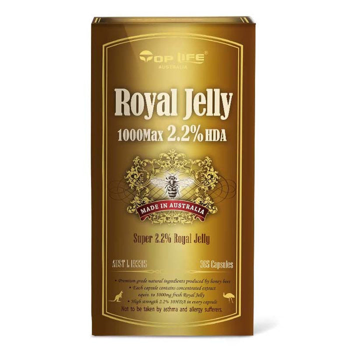 Top Life Royal Jelly 1000 Max 2.2% HDA 365 Capsules EXP:03/2025