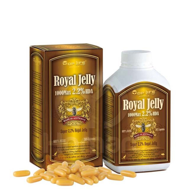 Top Life Royal Jelly 1000 Max 2.2% HDA 365 Capsules EXP:03/2025